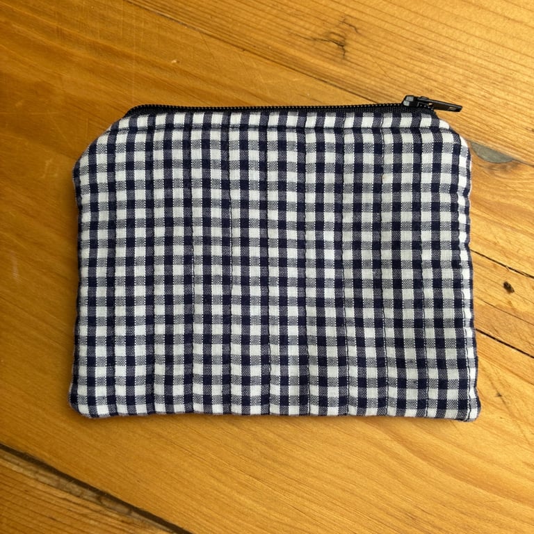 Gingham Quilted Fabric Midi Purse