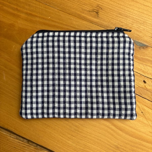 Gingham Quilted Fabric Midi Purse