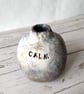 Hand Built 'Calm' Clay Globe Bud Vase, Hand Painted Smoke Fired Style Vessel - Image 7