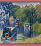 Happy Valentine's Day Canal Boat Greeting Card A5