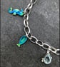 Silver Charm Bracelet, enamel bracelet, sea charm bracelet, enamel, aquamarine - Image 9