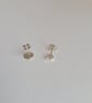 Hexagon Studs, Textured, Recycled Sterling Silver Earrings - Image 5