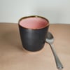 Pink and charcoal brown hand made ceramic tumbler