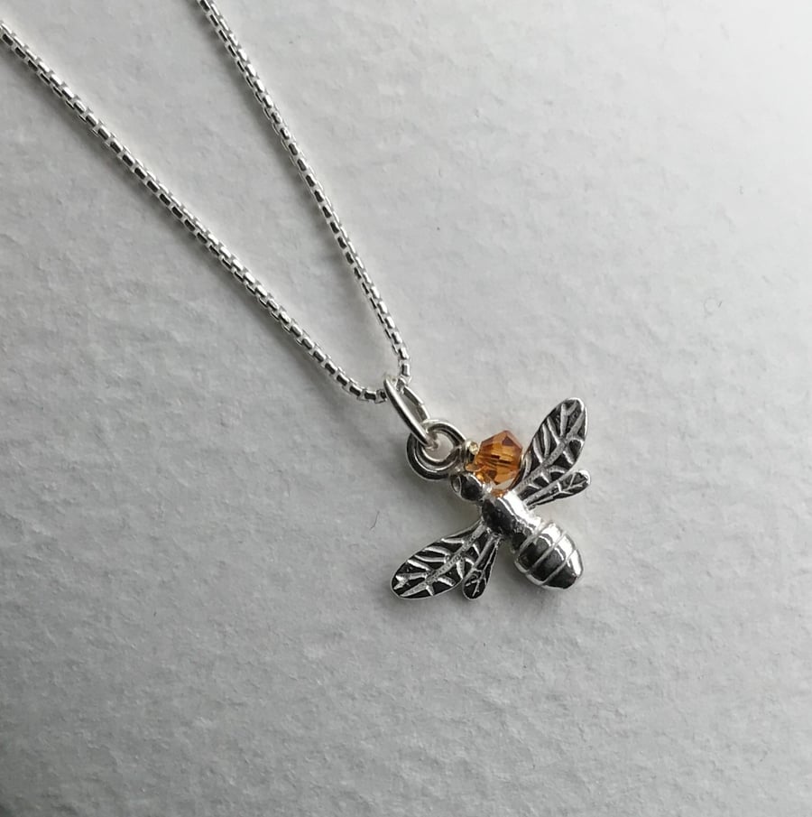 Sterling silver bee necklace