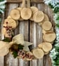 Rustic Log Slice Christmas Wreath Wall Decoration  - Image 1