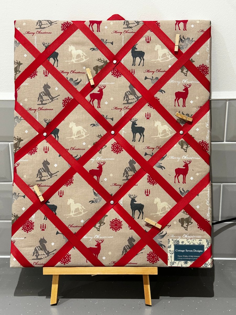 Merry Christmas Memory or Notice Board in Fabric