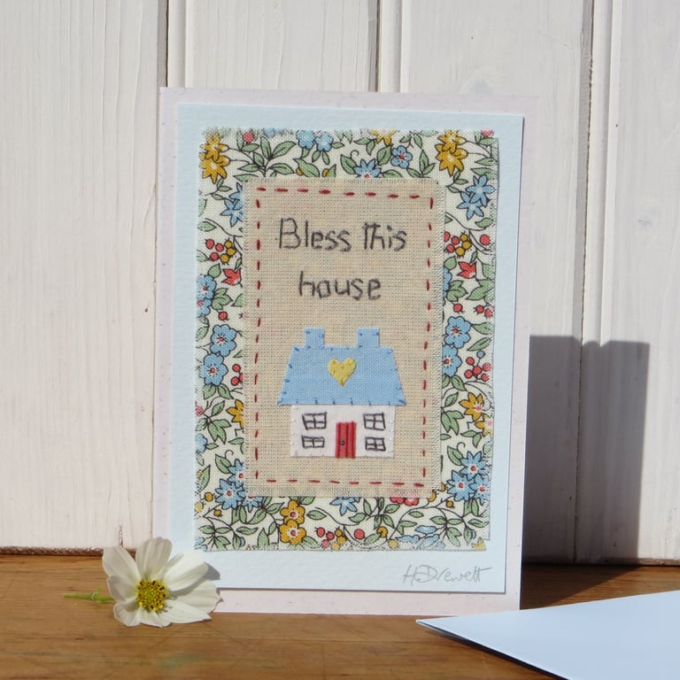 Hand-stitched new home card to brighten up a busy day of un-packing!