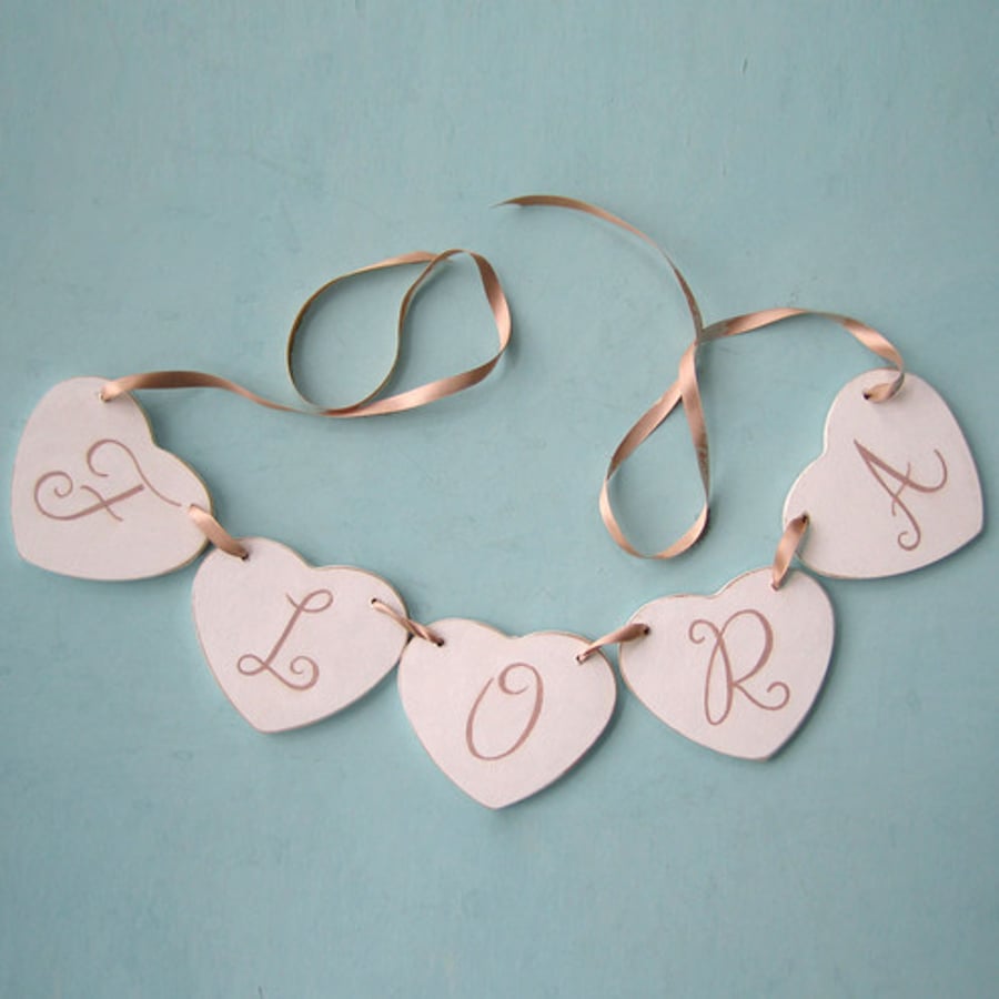 Baby Gift, Personalised Heart Garland 