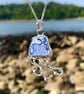 Sea Pottery and Sterling Silver Jelly Fish Pendant Necklace - 1074