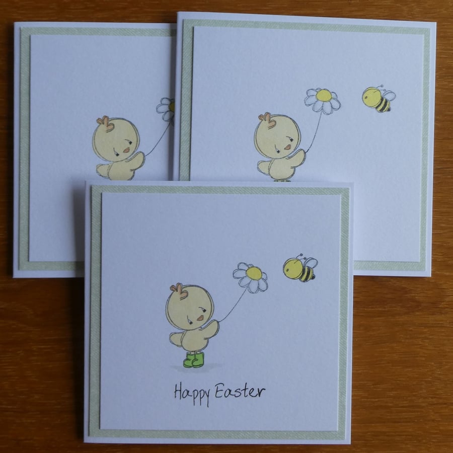 Pack of 3 Easter Cards - Chick & Daisy