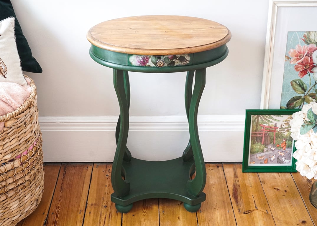 Green Floral Side Table