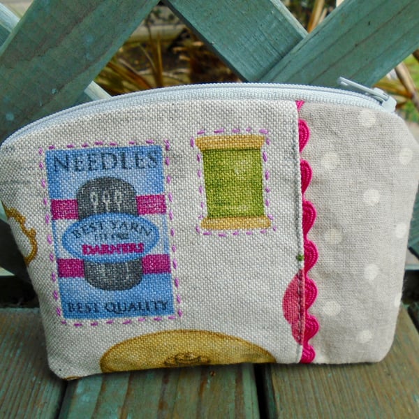 Cotton Sewing Purse - Notion Purse - Coin Purse 