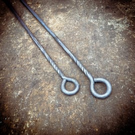Hand Forged Big Fire Pit Skewers - Set of 2