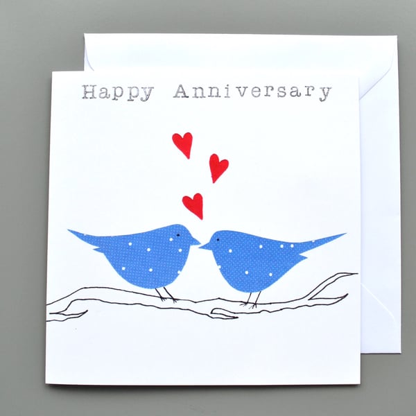 Anniversary Card with Two Blue Birds on Branch
