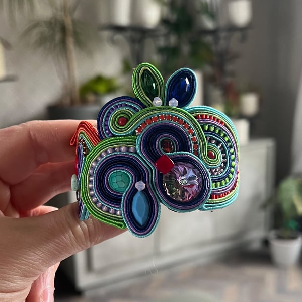 Handmade Soutache Bracelet – One of a Kind Colourful Jewelry with Swarovski