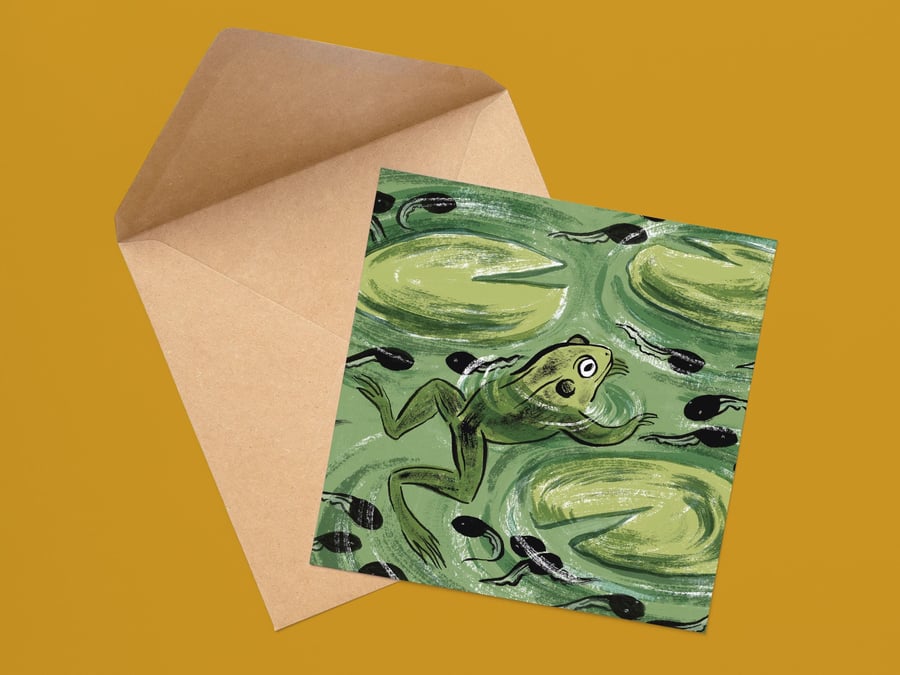 Cute Frog Greetings Card Wildlife Gifts Nature Gifts Goblincore Frog Friend Card