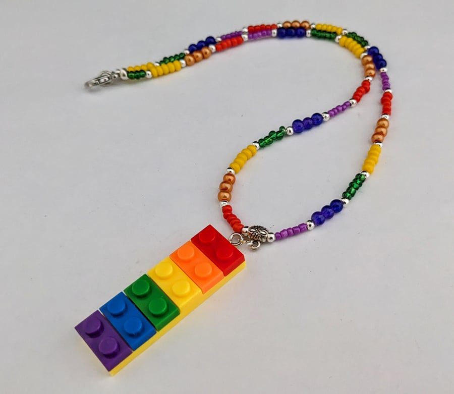 Rainbow Lego necklace 1002787 Folksy
