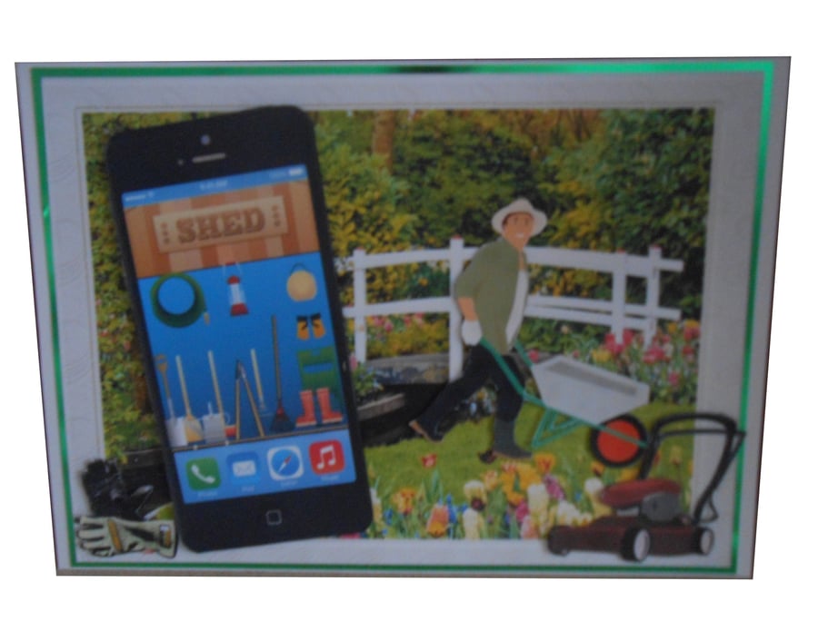 Gardening Phone Card 3D - Birthday or Fathers Day