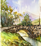 Cathills walk Stone Bridge Lake District Cumbria original watercolour painting 