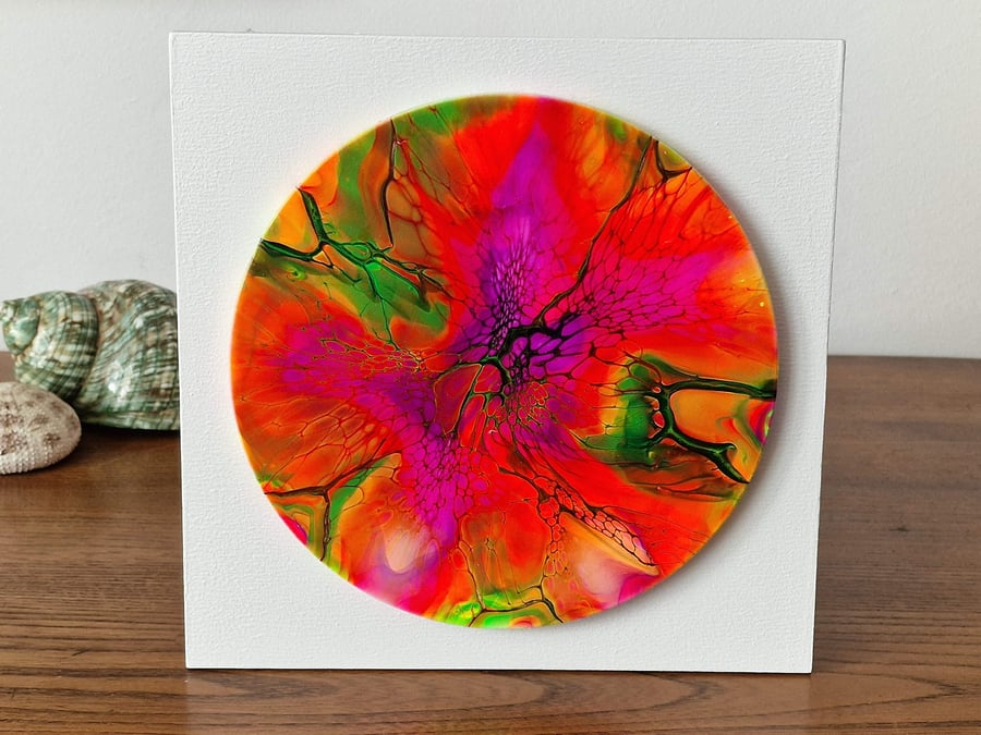 8" x 8" acrylic pour painting wall plaque