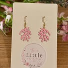 Sea Coral Dangle Earrings, Pink Coral Charms, Handmade Jewellery 