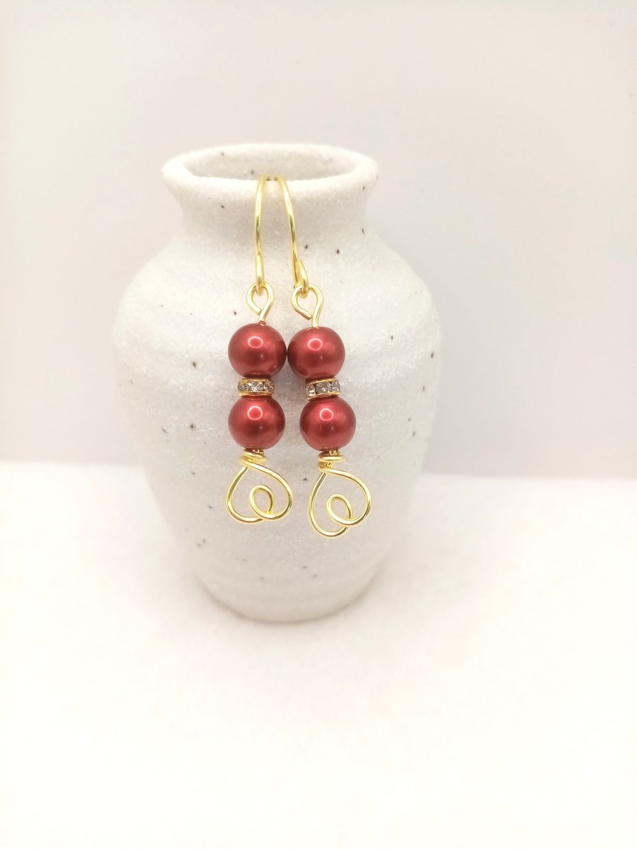 Pearl Earrings, Love Heart, Customise, Bridal Party, Hen Party, Free Postage