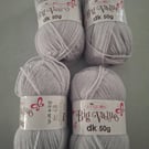 4 x King Cole Big Value DK 50g Balls Knitting Yarn - Silver