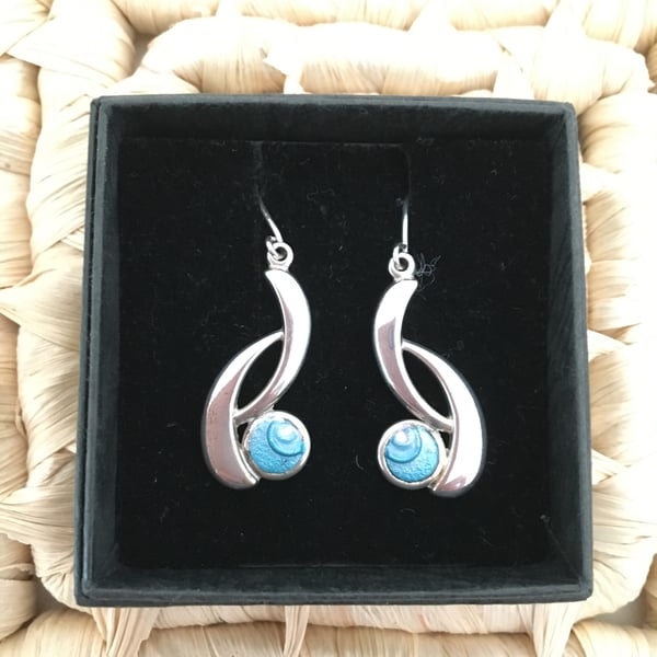 Azure Double Curve Drop Earrings