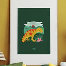 Tyrannosaurus Rex, T-rex dinosaur, A3 print