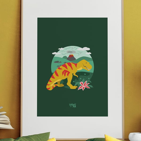 Tyrannosaurus Rex, T-rex dinosaur, A3 print