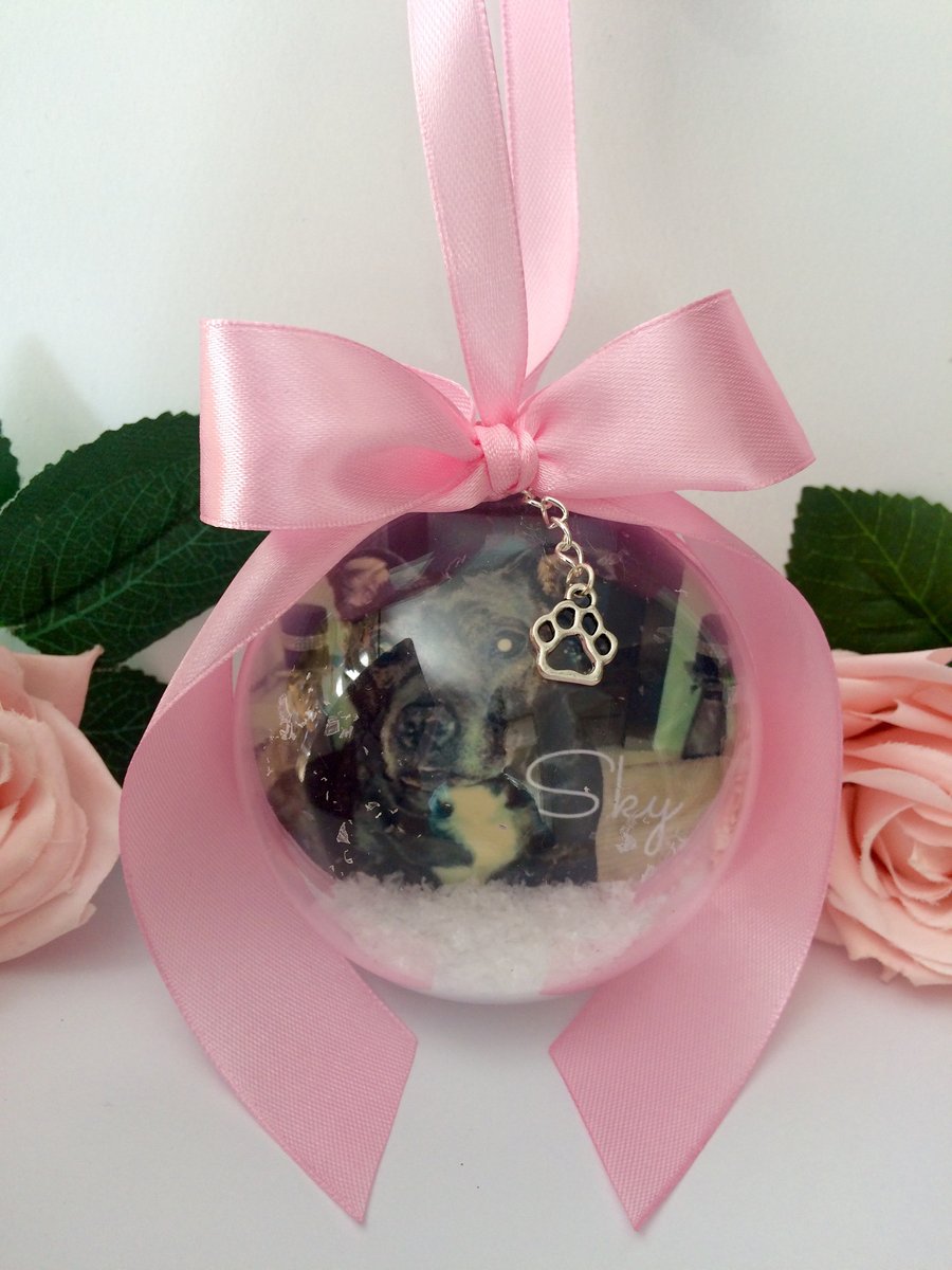 8 cm Personalised Pet Bauble,Pet Bauble Gift, Personalised Dog Bauble,  