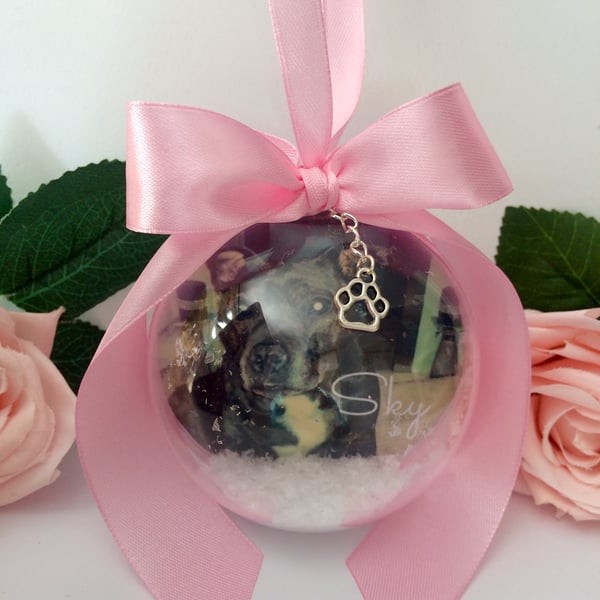 8 cm Personalised Pet Bauble,Pet Bauble Gift, Personalised Dog Bauble,  