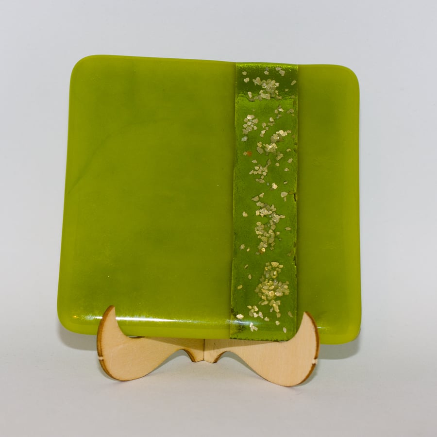 Green Fused Glass Coaster - 9304