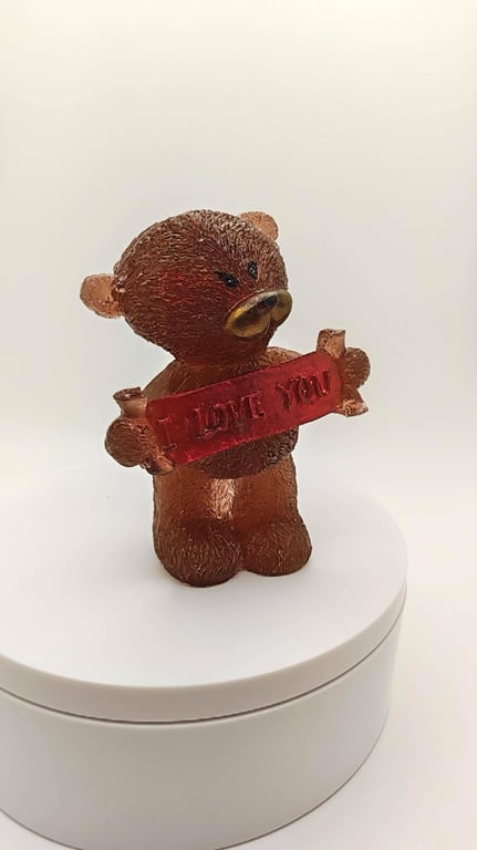 I Love You Teddy Resin Figurine: Valentine's Day Gift-Handmade Romantic Ornament
