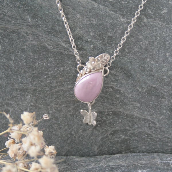 Phosphosiderite gemstone necklace, pink gemstone necklace, unique necklace 