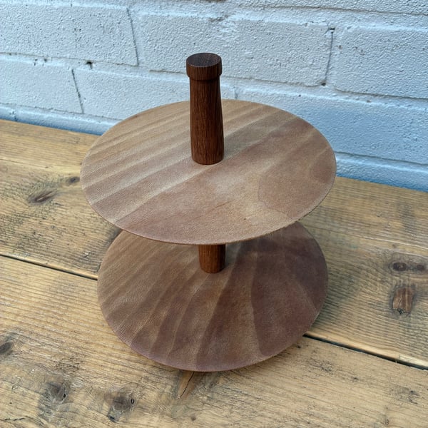 Tiered wooden cake stand