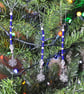 Christmas Decorations – Set of 3 – Blue and Silver-Plated Bead with Snowflake
