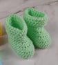 Mint Green Crochet Baby Booties - Handmade Newborn Booties 0-3 Months - Image 1