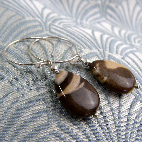 Short Drop Jasper Earrings, Jasper Semi-Precious Handmade Earrings DD30