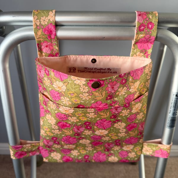 Walking frame bag in Cosmos flowers design fabric