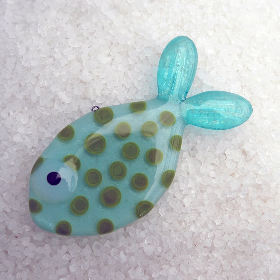 Spotty Fused Glass Fish Decoration