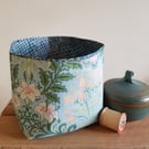 Fabric storage "basket" white lillies