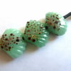 green seashell lampwork glass beads