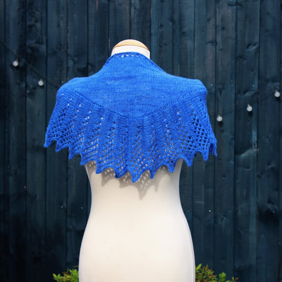 Ultramarine Blue pure wool laced edged scarf - design S122