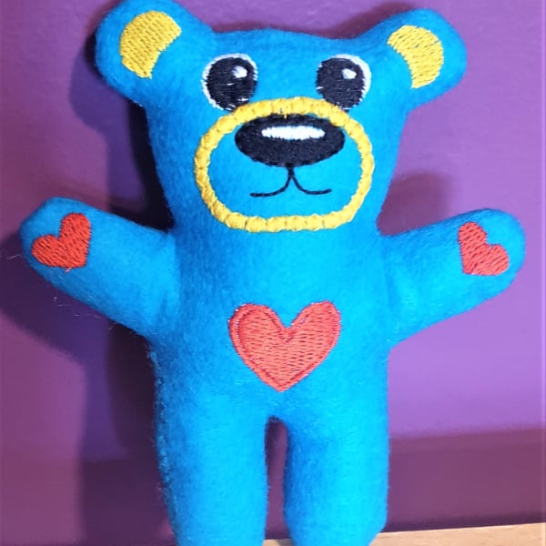 Small felt teddy, pocket teddy, UKCA tested teddy