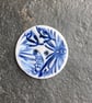 Porcelain buttons, round, blue and white floral butterfly size: 36mm Quantity:2 - Image 3