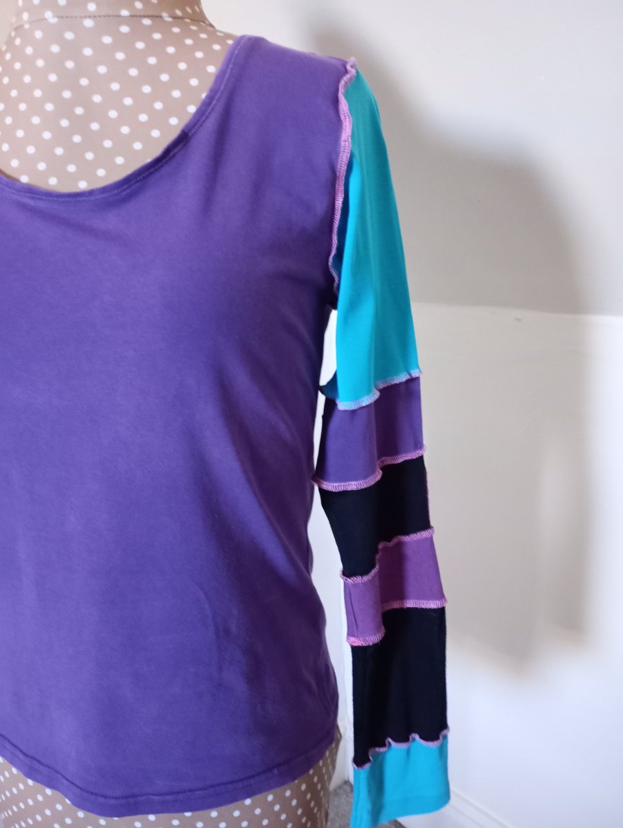 Purple patchwork top with long sleeves 