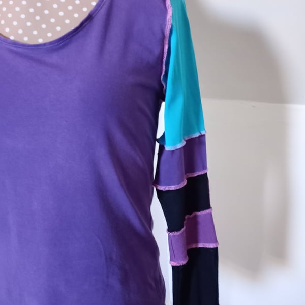 Purple patchwork top with long sleeves 
