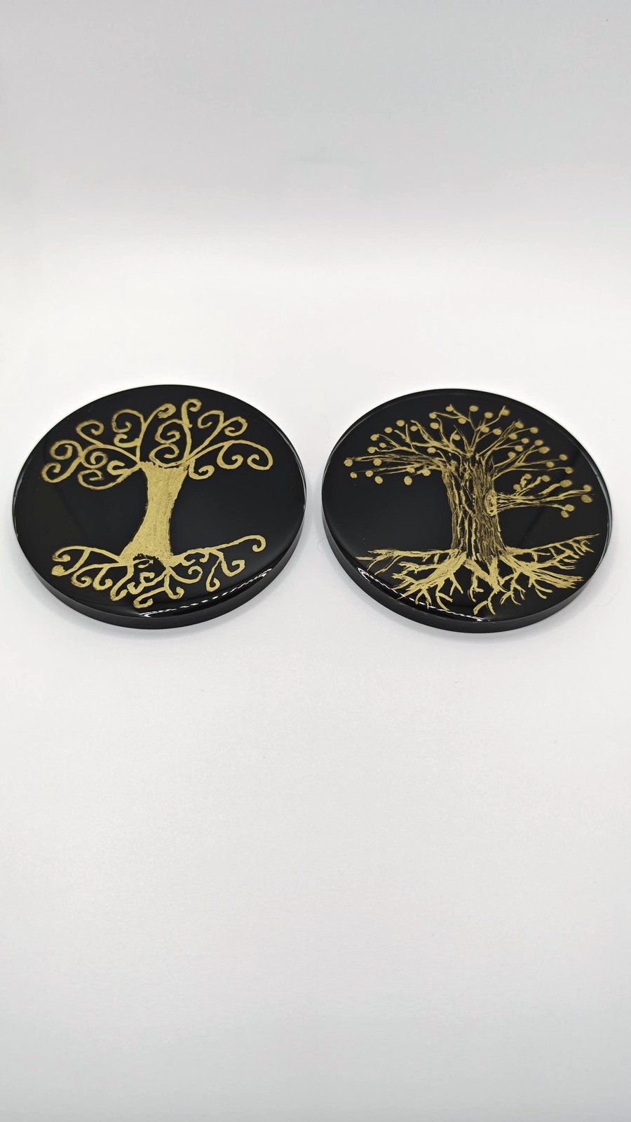 Tree Of Life Handmade resin Coaster: Black And Gold Spiritual Home Decor