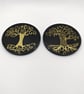 Tree Of Life Handmade resin Coaster: Black And Gold Spiritual Home Decor